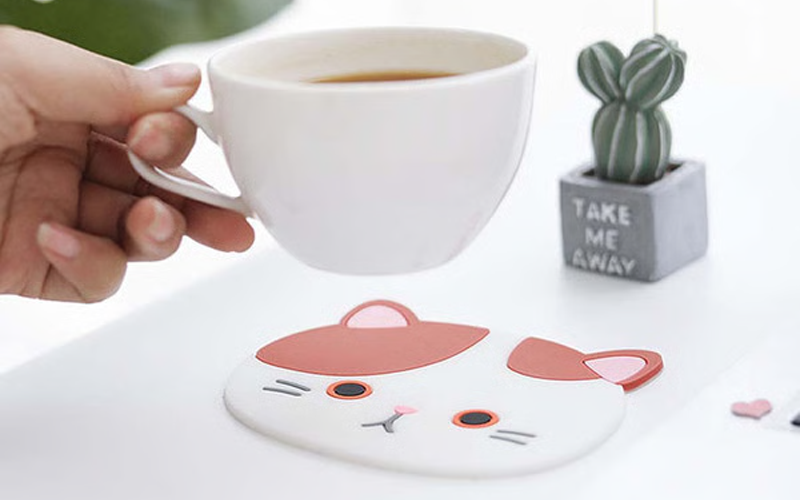 Cat Shaped Tea Coaster Cup Mat