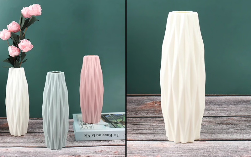 1PC White Plastic Flower Vase