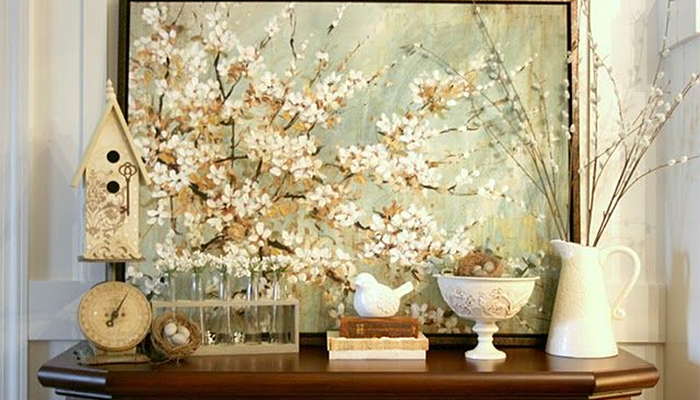 Spring style of mantel decoration