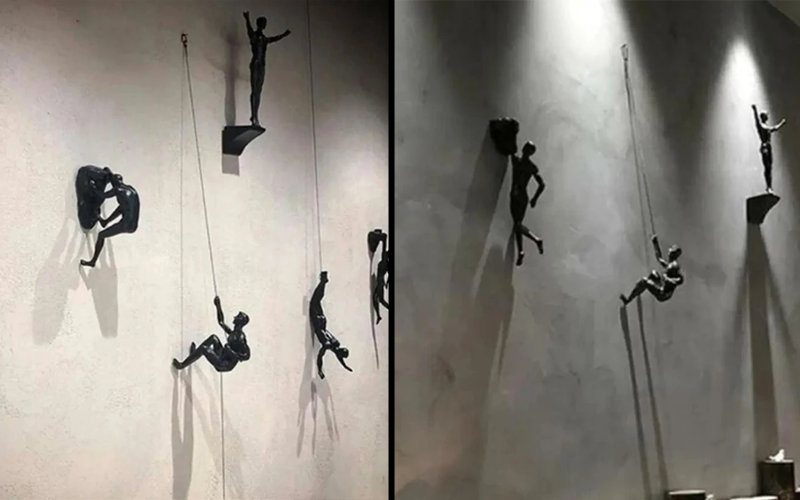 Rock Climbing Man Resin Wall