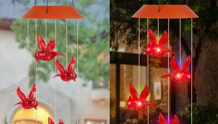Solar Cardinal Wind Chime Light
