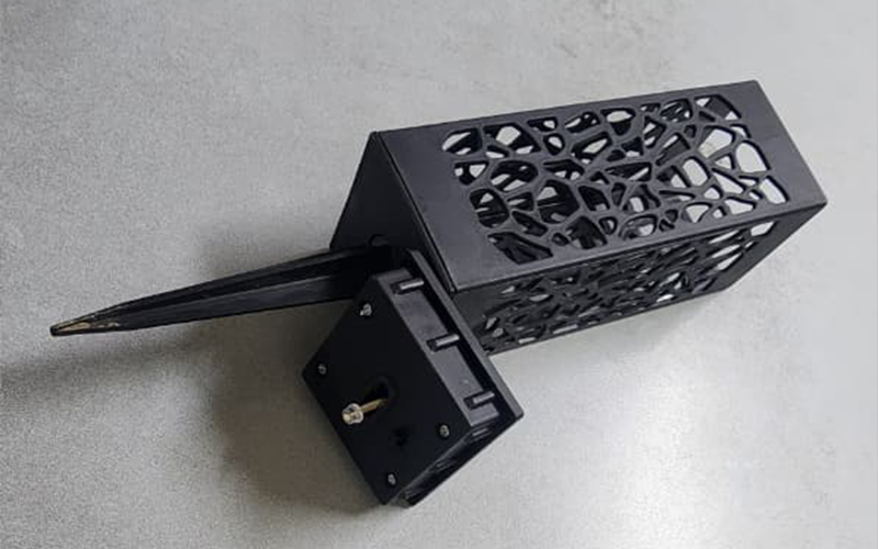 disassembled to show the LED