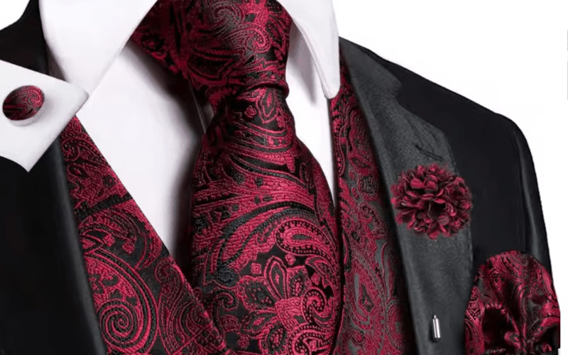 Mens Silk Jacquard Vest Tie