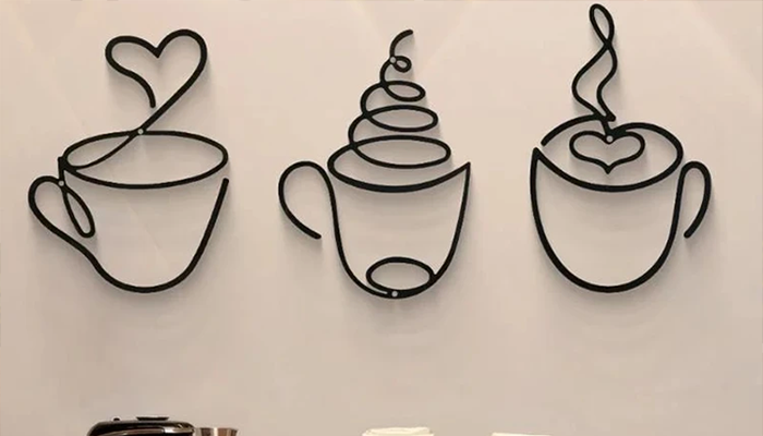 Metal Coffee Cup Wall Art Modern
