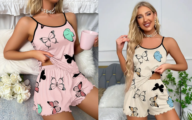 Butterfly Print Pajama Set (1)