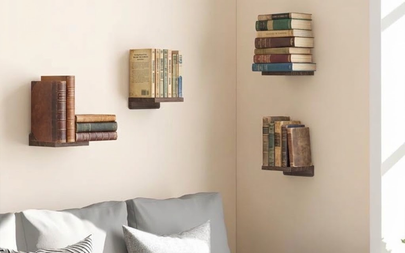 Rustic Floating Wall Shelves Wooden Mini